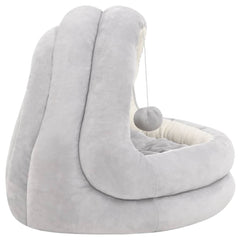 Cat Bed Grey and Cream: Luxurious 50x50x45 cm Fleece Lounger for Cats