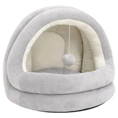 Cat Bed Grey and Cream: Luxurious 50x50x45 cm Fleece Lounger for Cats