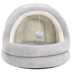 Cat Bed Grey and Cream: Luxurious 50x50x45 cm Fleece Lounger for Cats
