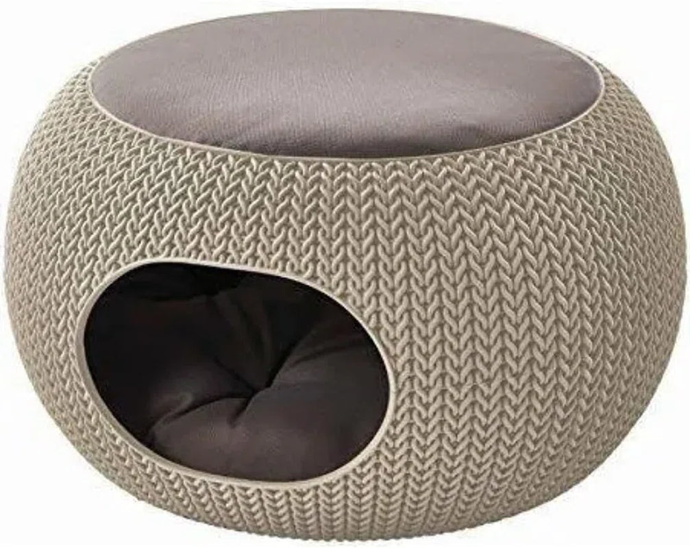 Keter Curver Knit Cat Igloo Bed with Reversible Cushion