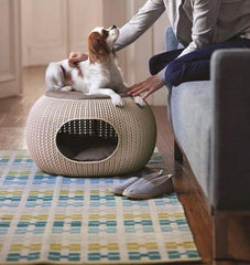 Keter Curver Knit Cat Igloo Bed with Reversible Cushion