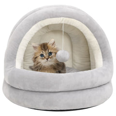 Cat Bed Grey and Cream: Luxurious 50x50x45 cm Fleece Lounger for Cats