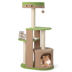 111 Cm Multi-Level Cat Tree with Condo and Plush Perch