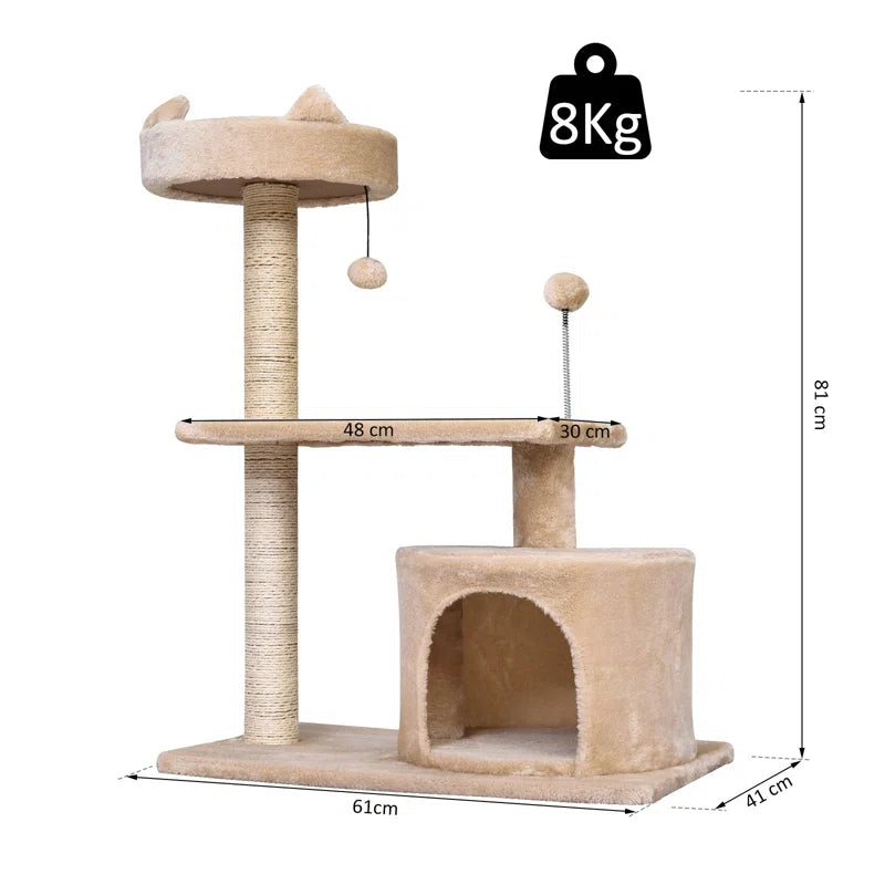 Cat Tree - Premium 81Cm Cameron Cat Tree for Ultimate Feline Fun and Comfort