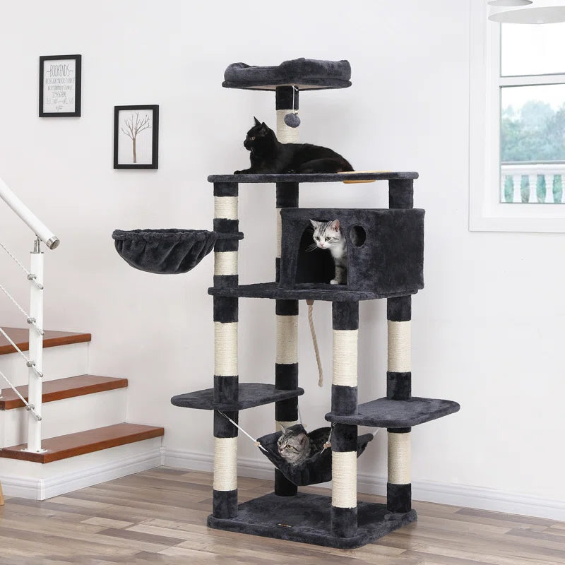 Barking 164cm H Cat Tree: Premium Multi-Level Cat Play Tower for Active Pets