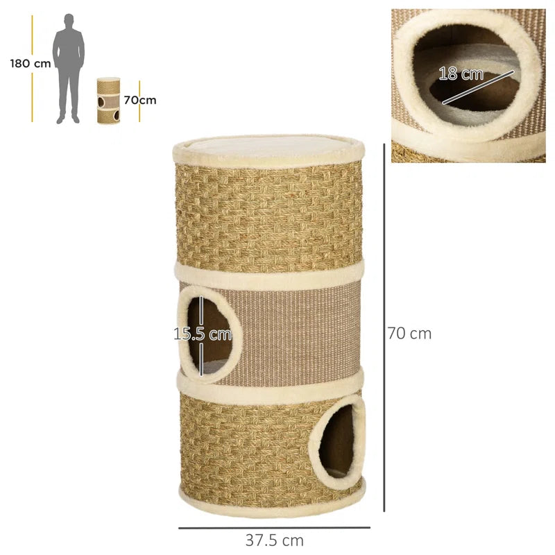 70Cm H Cat Tree with Sisal Scratching Posts and Interactive Toys