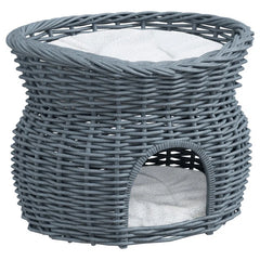 Wicker Cat Bed by PawHut – Stylish 2-Tier Rest and Play Haven for Cats