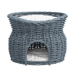 Wicker Cat Bed by PawHut – Stylish 2-Tier Rest and Play Haven for Cats