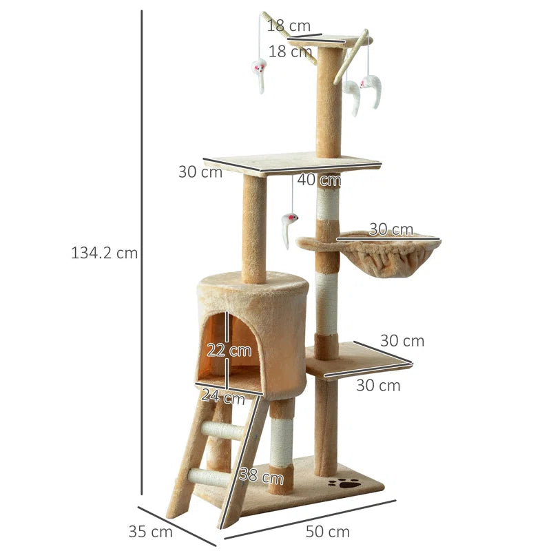 Kinley 134.2Cm H Cat Tree - Premium Cat Tower with Durable Materials and Multiple Platforms