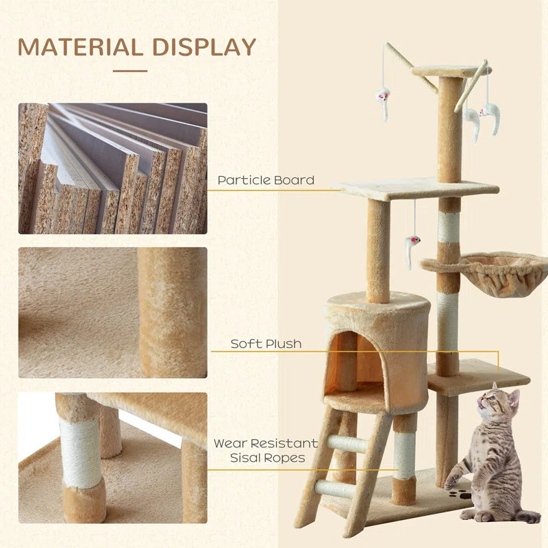 Kinley 134.2Cm H Cat Tree - Premium Cat Tower with Durable Materials and Multiple Platforms